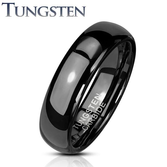 A Plain Dome Band Black PVD Tungsten‎ Carbide Rings